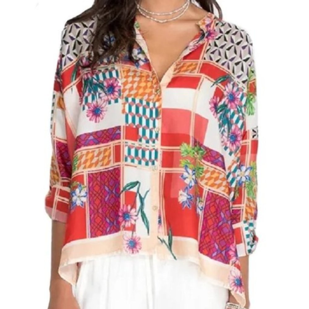 Johnny Was 100% Silk  Blouse